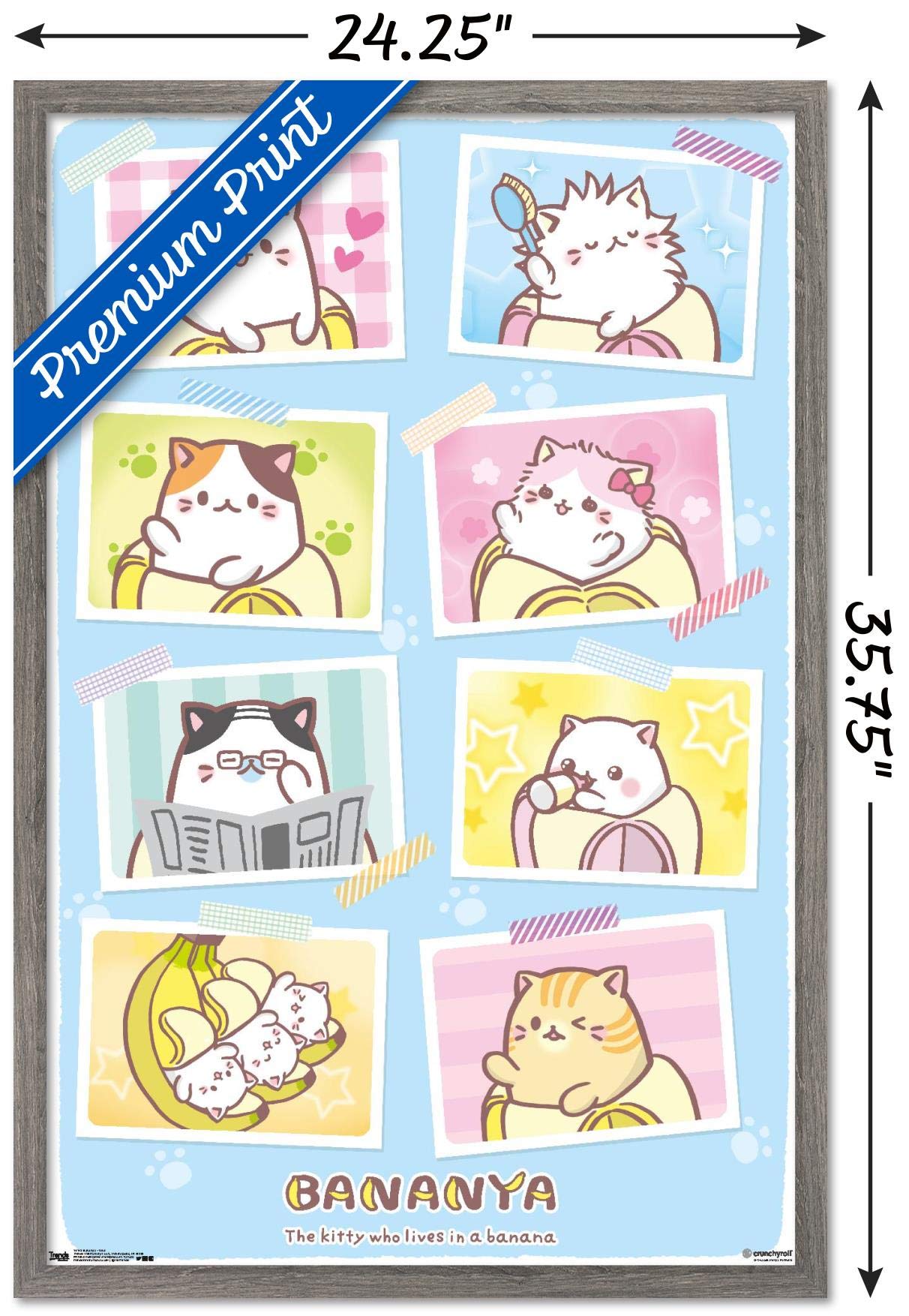 Trends International Bananya - Grid Wall Poster, 22.375'' X 34'', Barnwood Framed Version