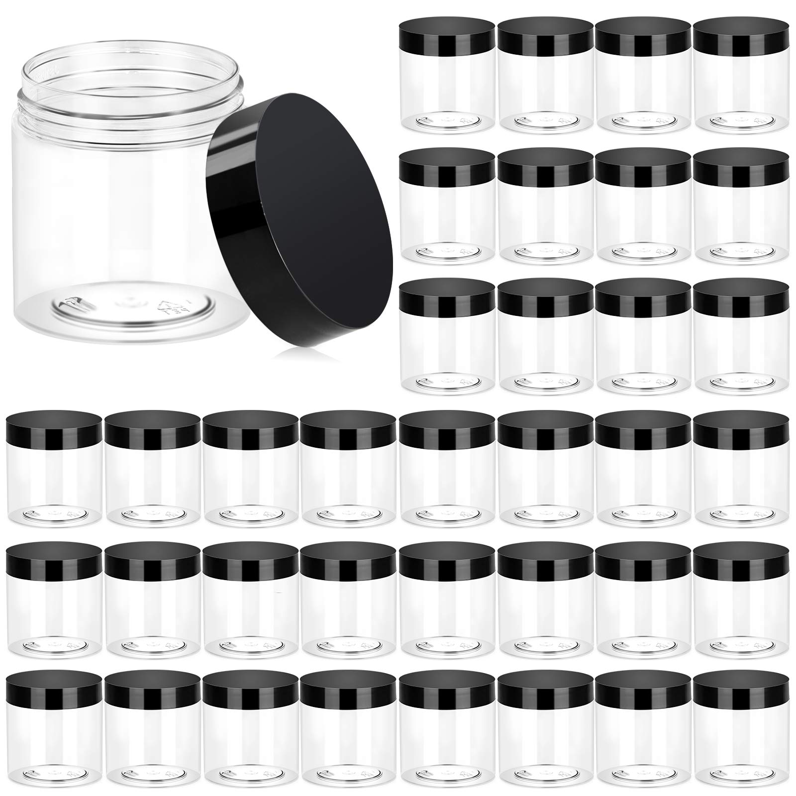 36 Pack 4 Oz Jars Round Clear Cosmetic Container With Lids, Eternal Moment Plastic Slime Jars For Lotion, Cream, Ointments, Make