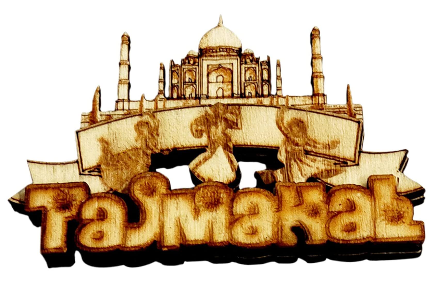 Purpledip Wooden Fridge Magnet: Indian Heritage Taj Mahal (11667A)