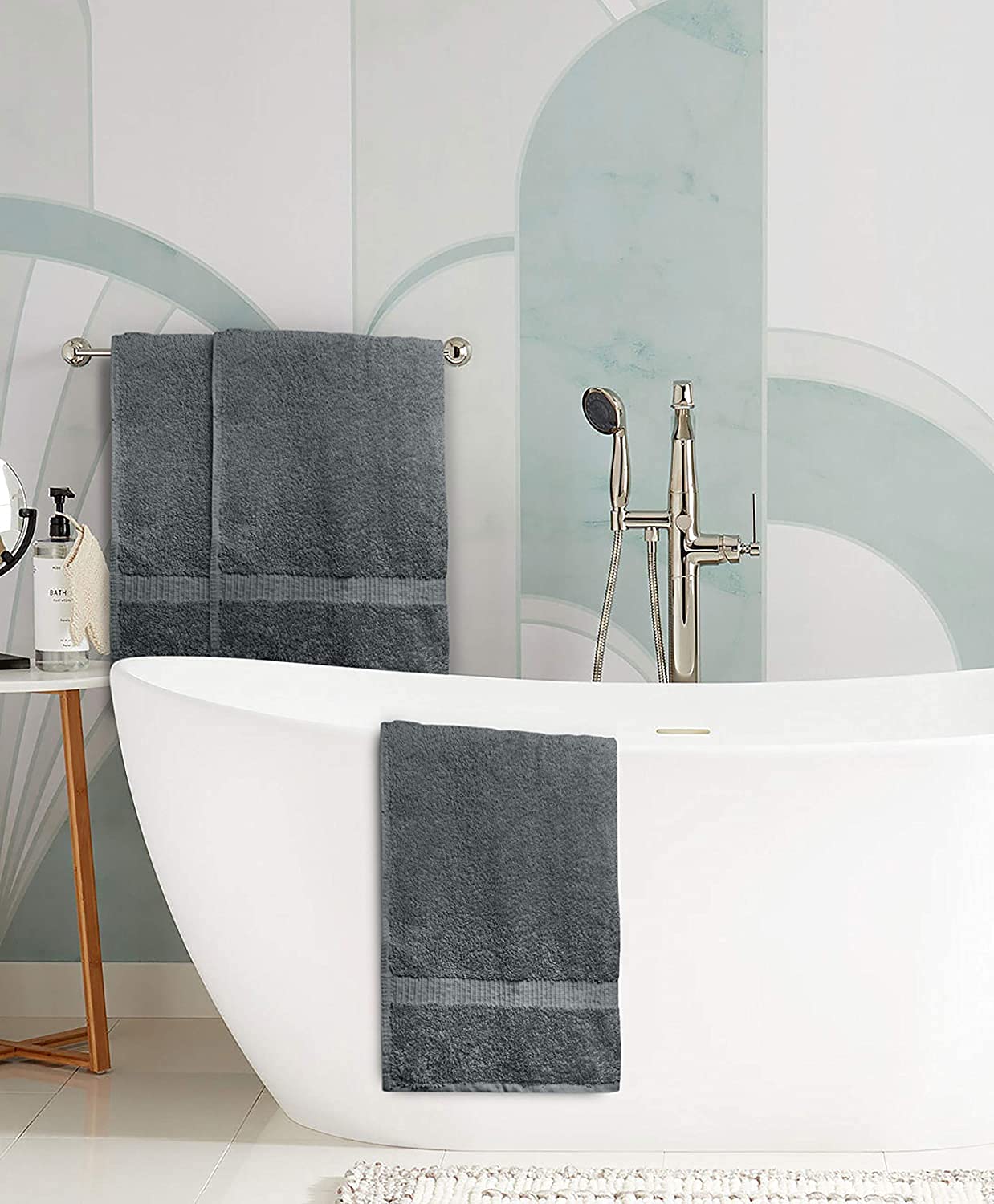 Simpli-Magic 79403 Bath Towels, Gray, 24X46 Inches Towels For Pool, Spa, And Gym Lightweight And Highly Absorbent Quick Drying T