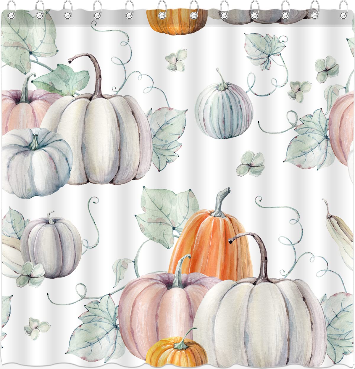 Dephoto Fall Shower Curtain For Bathroom Watercolor Pumpkin Happy Thanksgiving Bumper Harvest Poliester Fabric Decoration Water