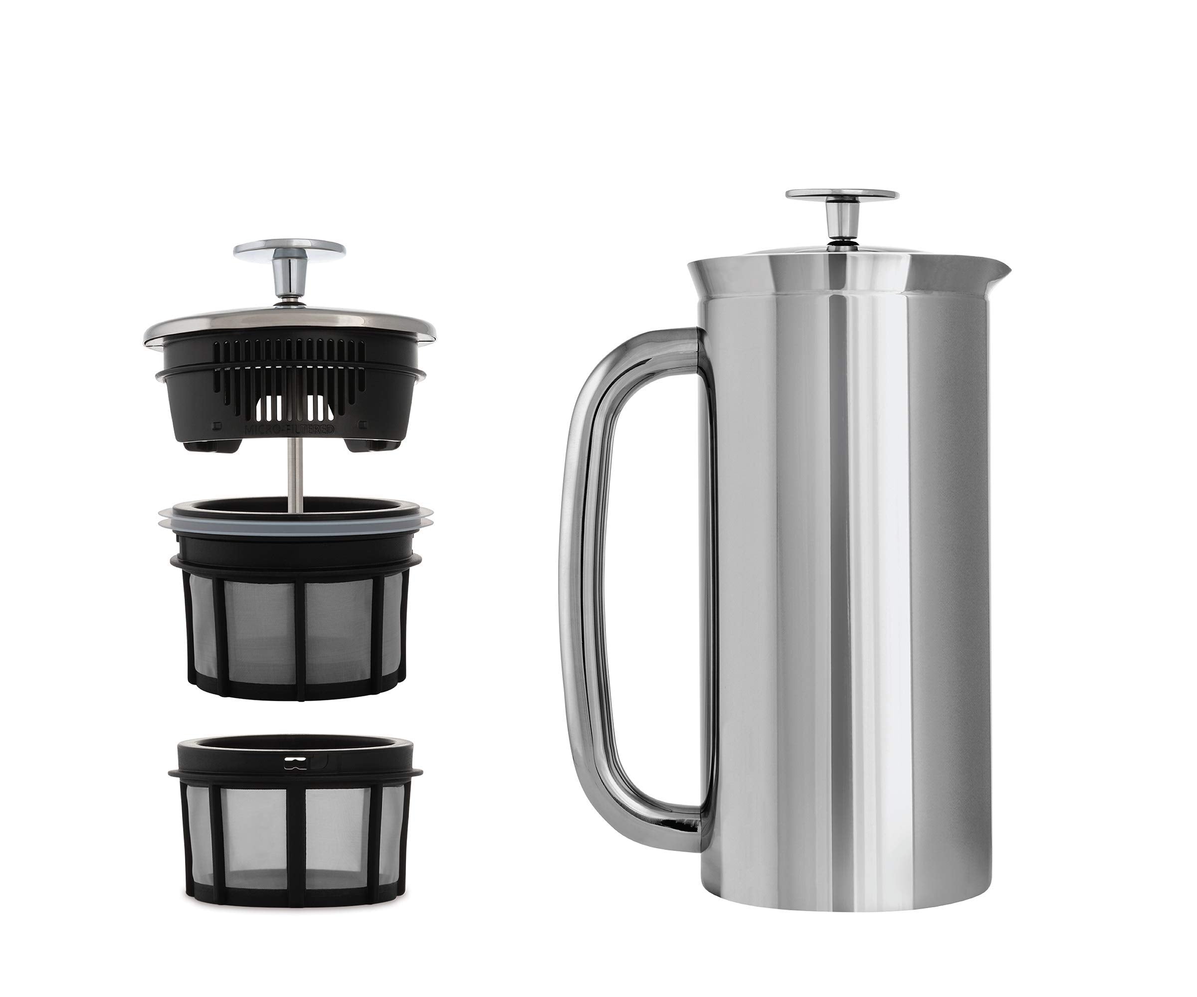 ESPRO - P7 French Press - Double Walled Stainless Steel Insulated Coffee and Tea Maker with Micro-Filter - Keep Drinks Hotter fo