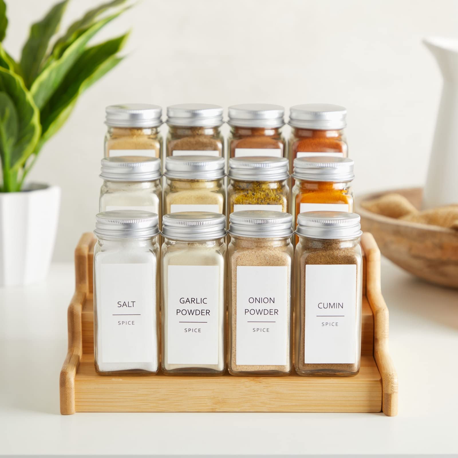 Talented Kitchen 140 Minimalist Spice Jar Labels - Preprinted Waterproof Organization Stickers - Black Text Seasoning Labels for