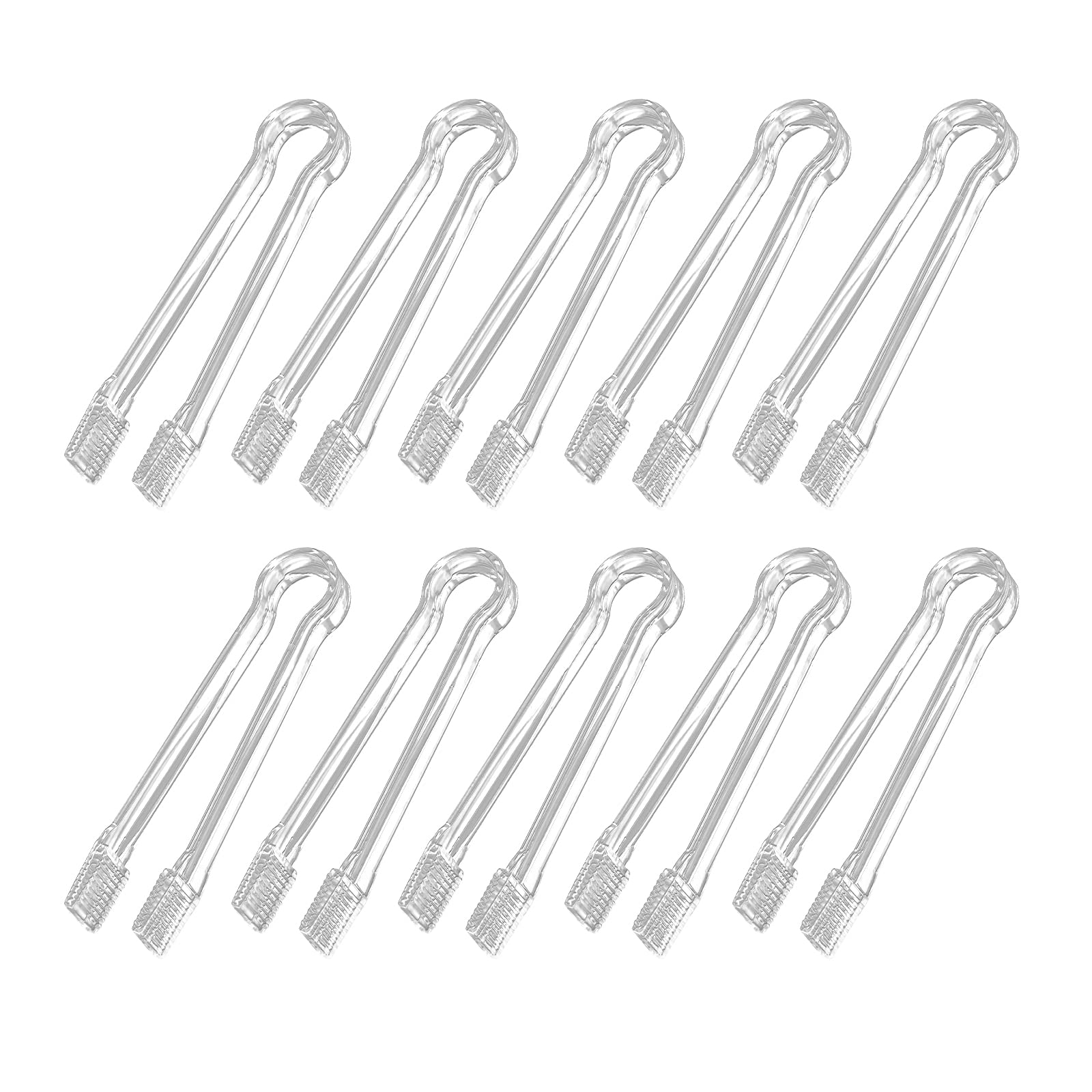 10 Pcs Plastic Buffet Serving Tongs, Clear Kitchen Tongs Mini Serving Utensil Tongs For Food Ice Salad Buffet Barbecue Cookies,