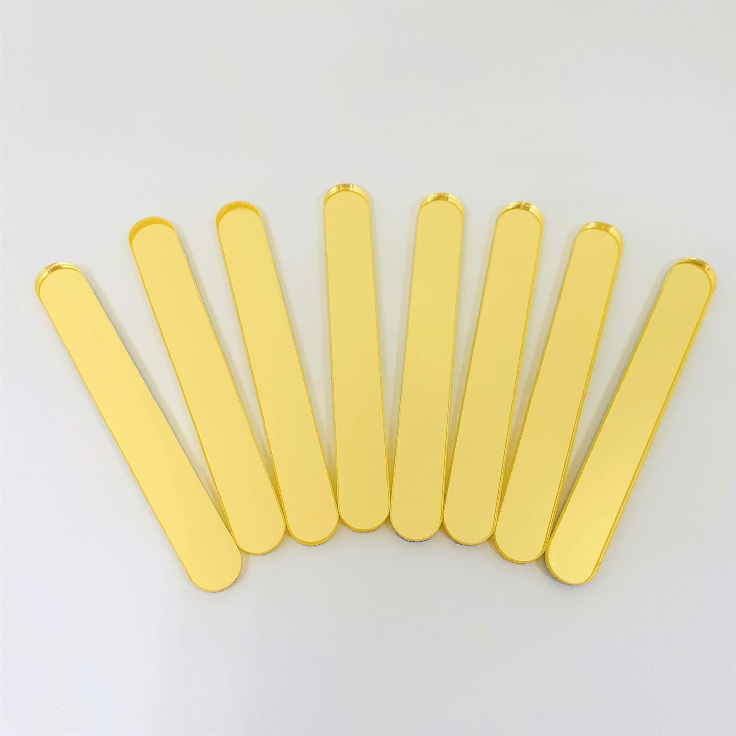 50 Pcs Mini Reusable Acrylic Cakesicle Popsicle Sticks, Small Size Mirror Stick For Ice Creamsicle Candy Apple (Mirror Gold)