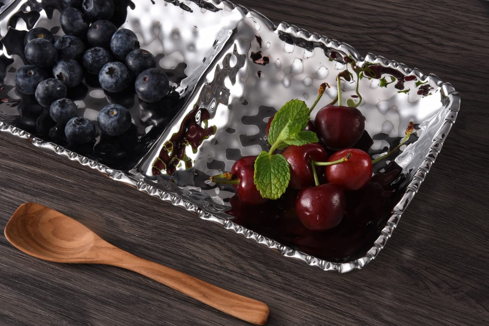 Pampa Bay Millenium Titanium-Plated Porcelain 3-Section Serving Piece, 15.5 X 5.5 X 1.5In