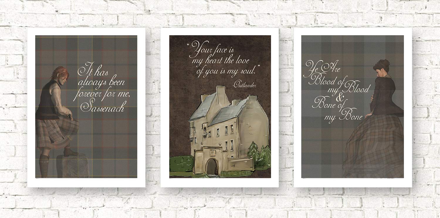 Silly Goose Gifts Scottish Dinna Fash Sassenach - Romantic Room Wall Art Decor Prints Sign Unframed (Brown)