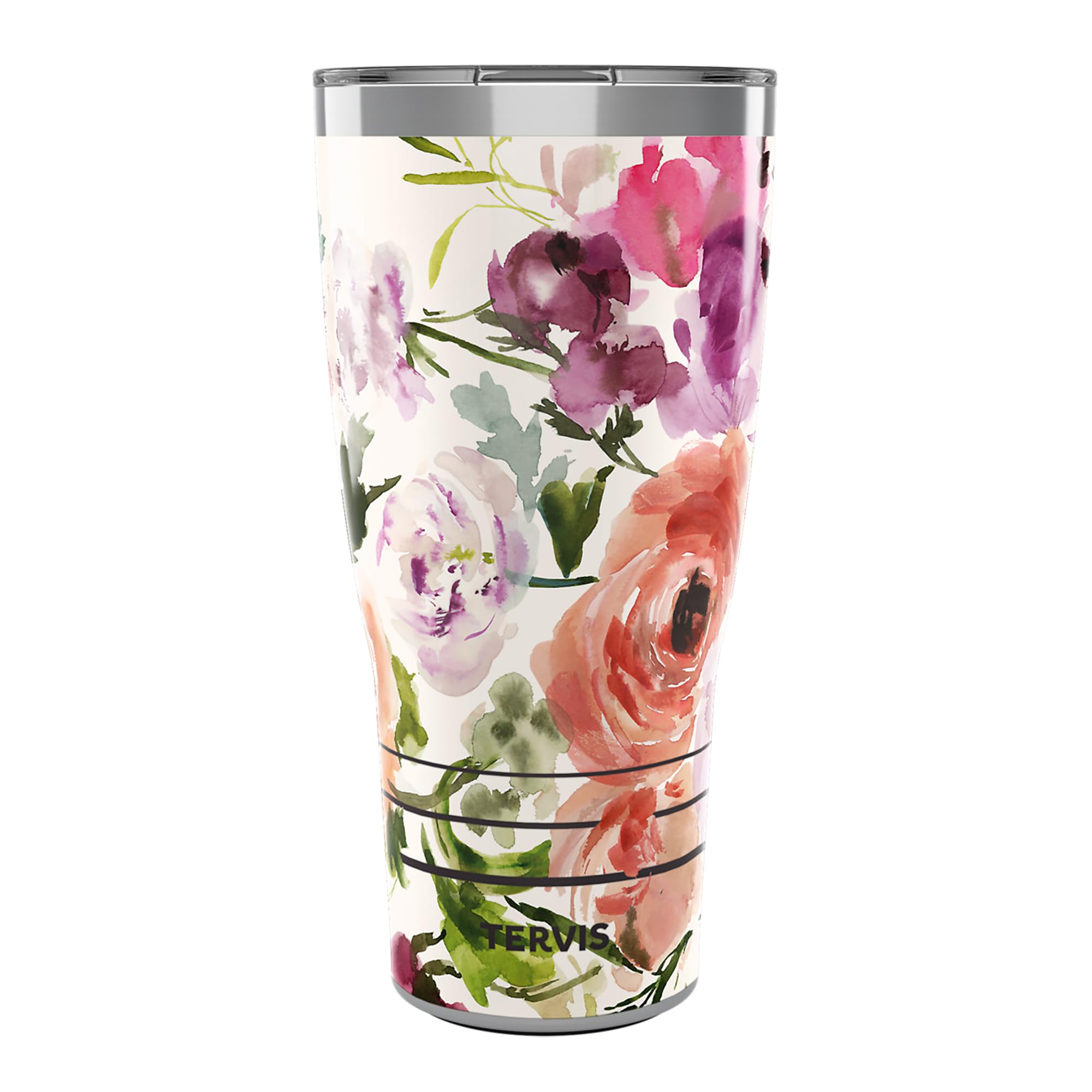 Tervis Traveler Kelly Ventura Floral Collection Heather Rose Triple Insulated Tumbler Travel Cup Keeps Drinks Cold & Hot, 30oz -