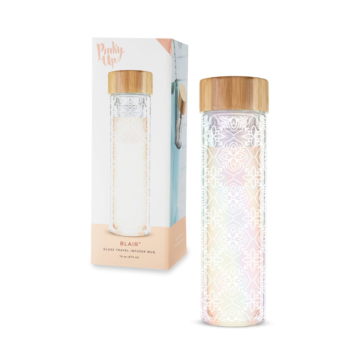 Pinky Up Blair Travel Tea Infuser Mug, Double Walled Insulated Travel Tumbler With Loose Leaf Tea Strainer, Travel Coffee Mug, K