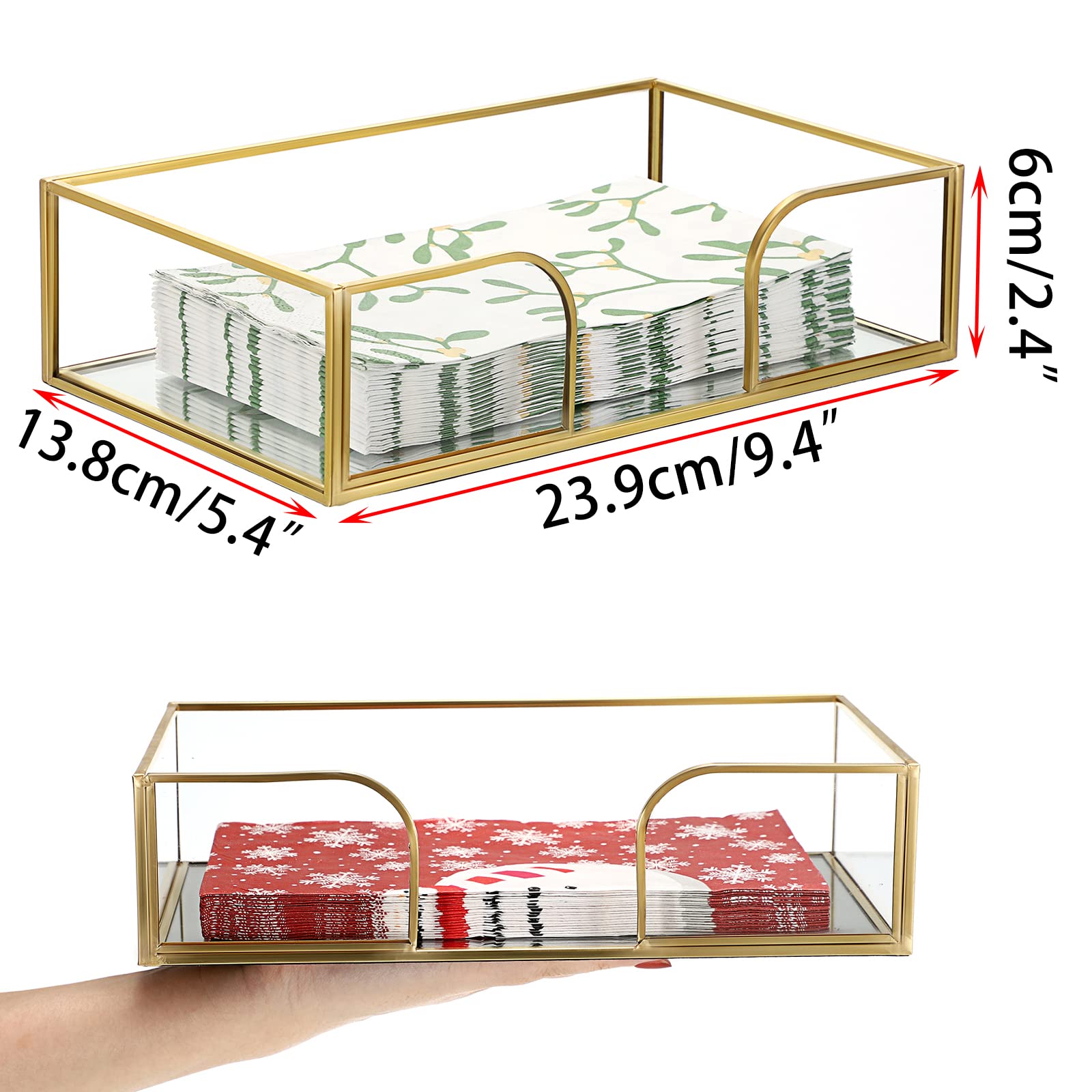 Sumnacon Bathroom Guest Towel Holder - Rectangle Glass Napkin Holder For Guest Hand Towels Paper Napkins, Decorative Napkin Hold