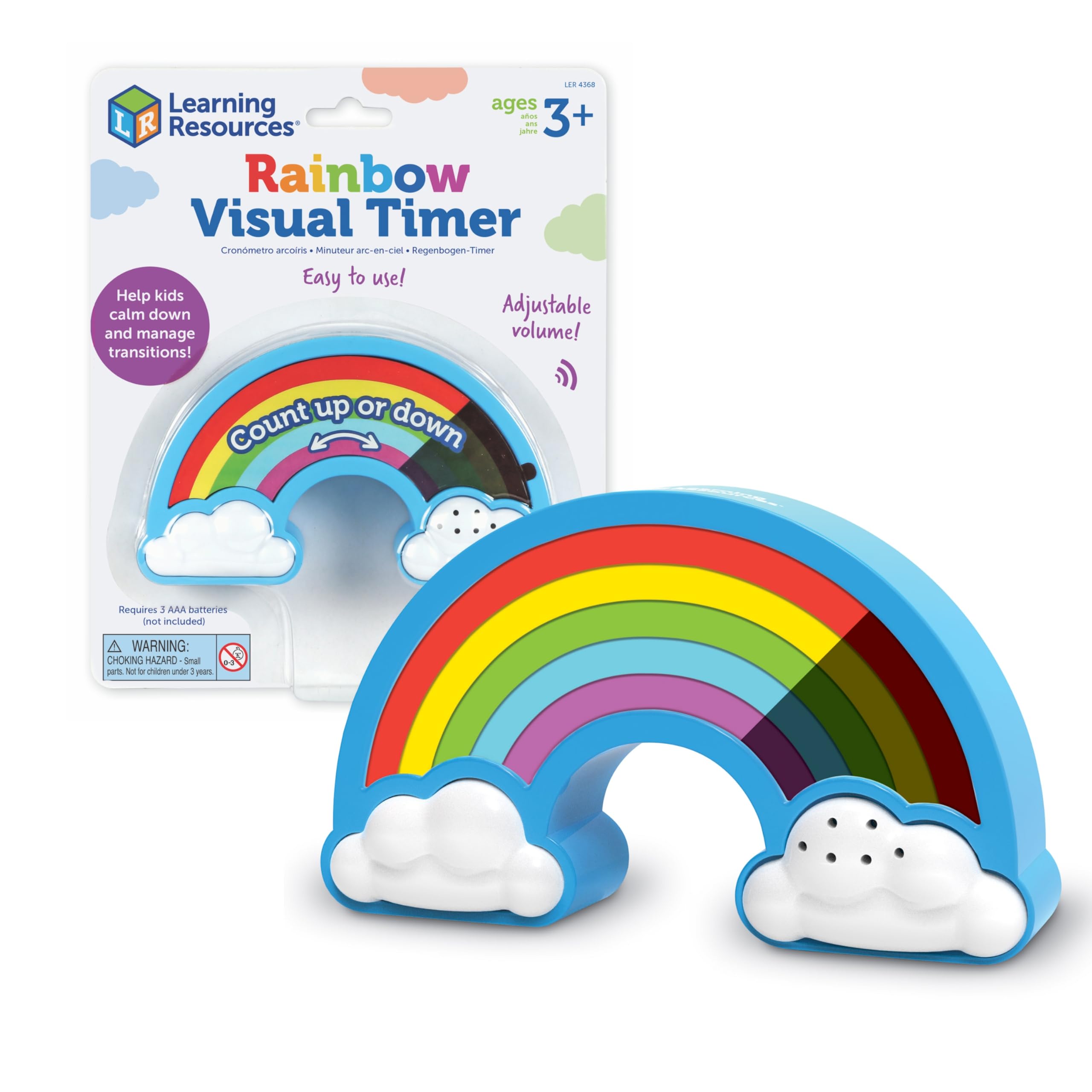 Learning Resources Rainbow Visual Timer, 1 Piece, Ages 3+, Teacher Resources, School Supplies for Teachers, Social Emotional Lea