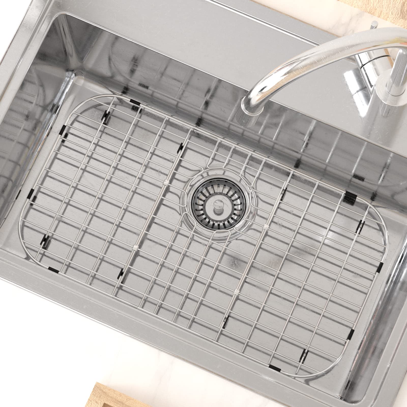 Sanno 26'' L X 14'' W Sink Grid Sink Protector, Stainless Steel Kitchen Sink Grate For Kitchen Sink, Kitchen Sink Rack For Botto
