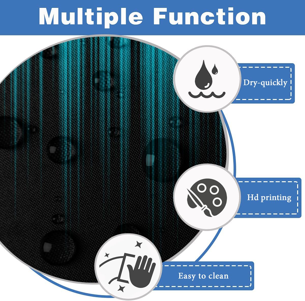 Aatter Teal And Black Shower Curtain Ombre Turquoise Aqua Dark Striped Gradient Simple Art Mens Gothic Abstract Cool Funny Adult