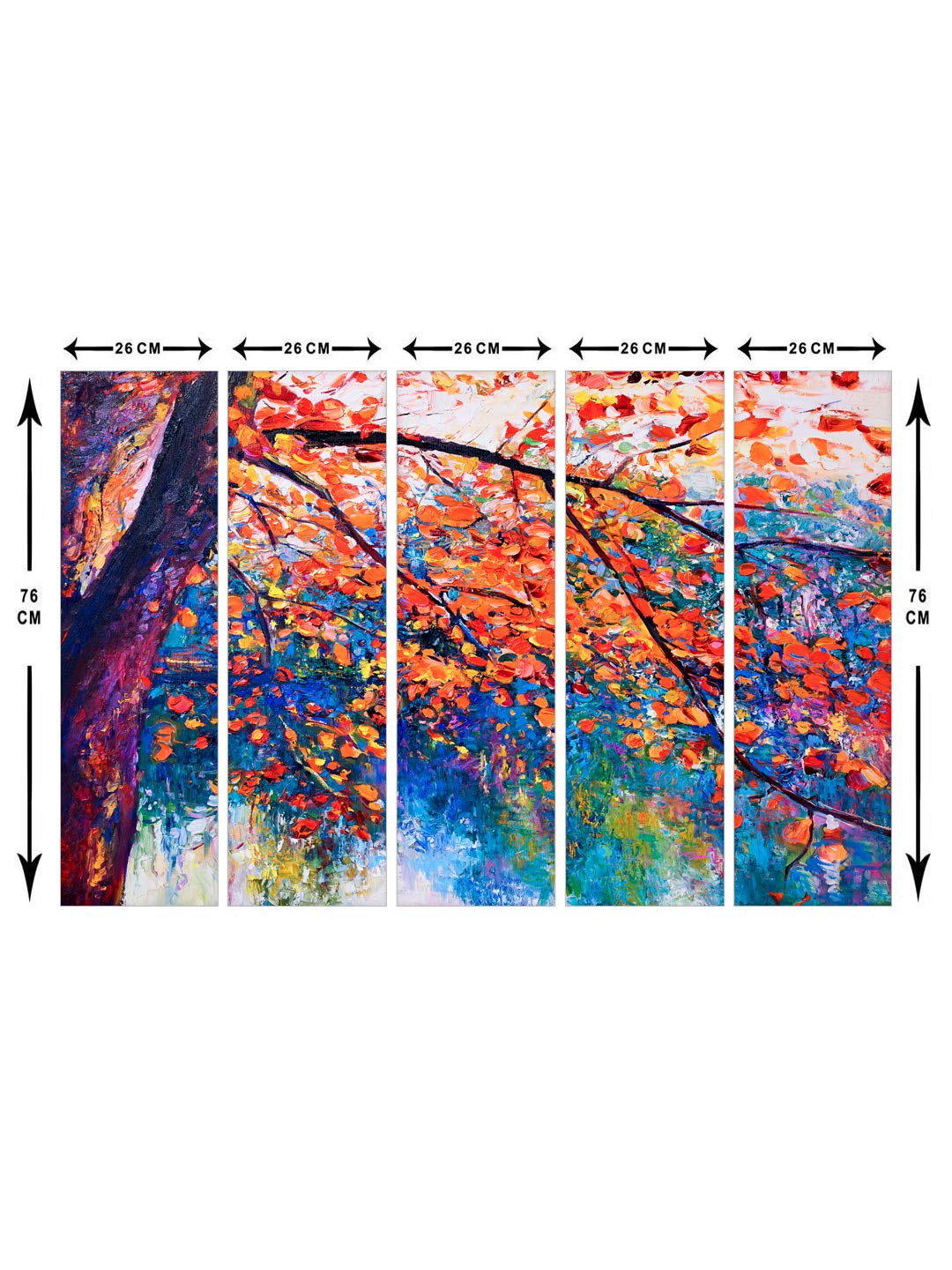 999Store Yellow Leaves Tree Mdf Art Panels (Mdf/Vinay_30X51 Inch_Yellow) 5Frames0432