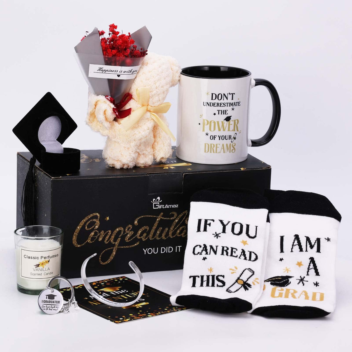 Giftamaz 2024 Graduation Gifts Set For Her, Congrats Grad Gift Basket For College Or High School Class Of 2024, Include Coffee M