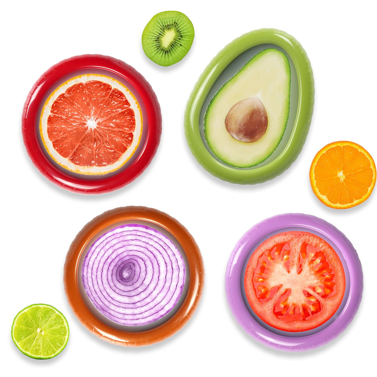 Baokua Avocado Saver And Tomato Holder - Set Of 4 Preventing Food Flavor Skewering Reusable Storage Containers For Fridge -Ideal