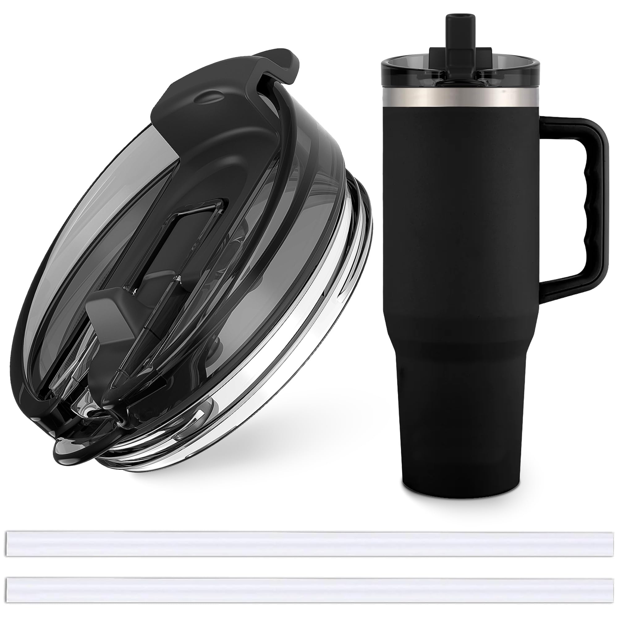 Jmoe USA 40 oz Replacement Lid For Yukon Fit Forty Tumbler With Handle | 2 in 1 Straw Lid | Made of BPA Free Tritan Plastic | 10