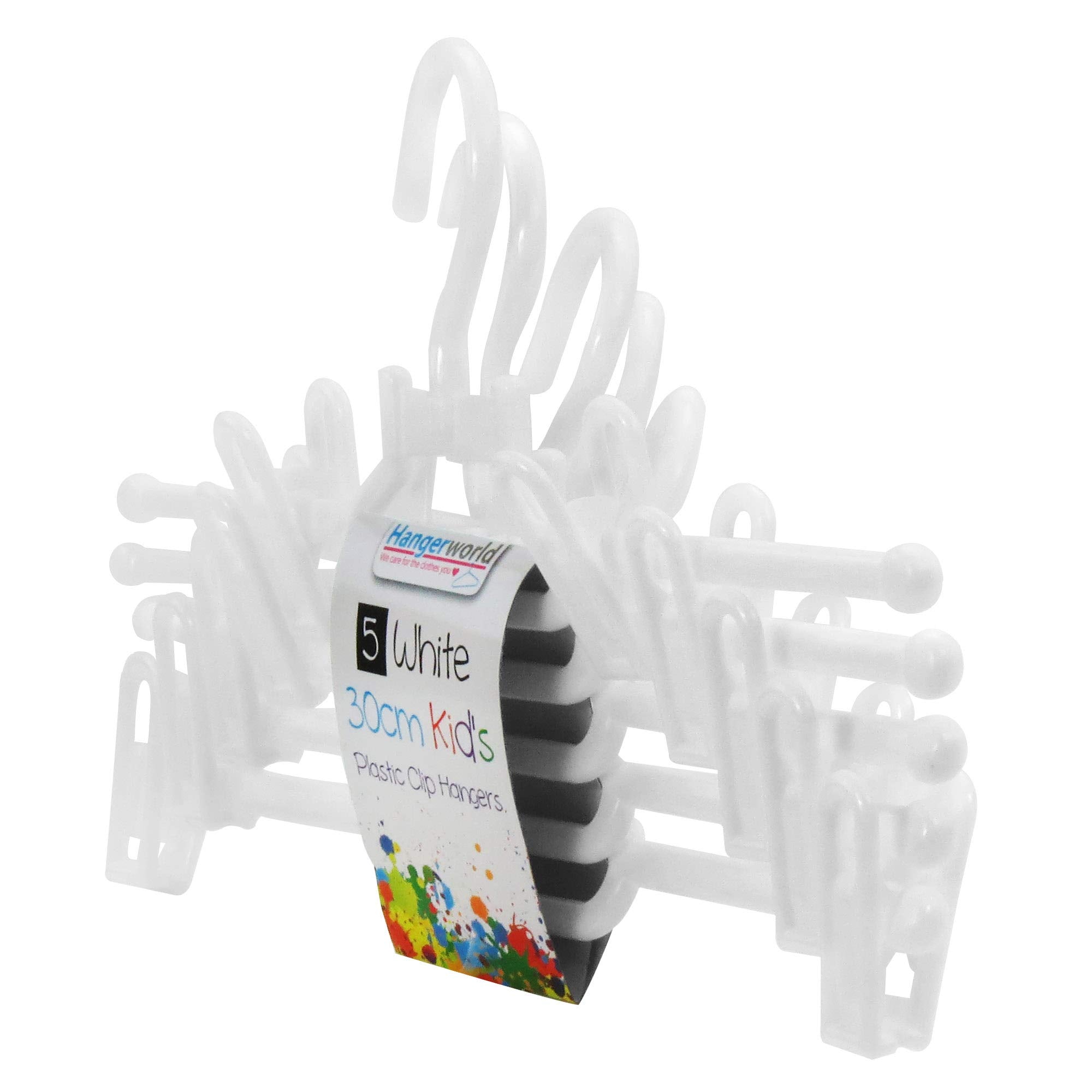 Hangerworld 11.8Inch Kids Child Baby Pant And Skirt Hangers With Clips Swivel Hook (20 Pack, White)