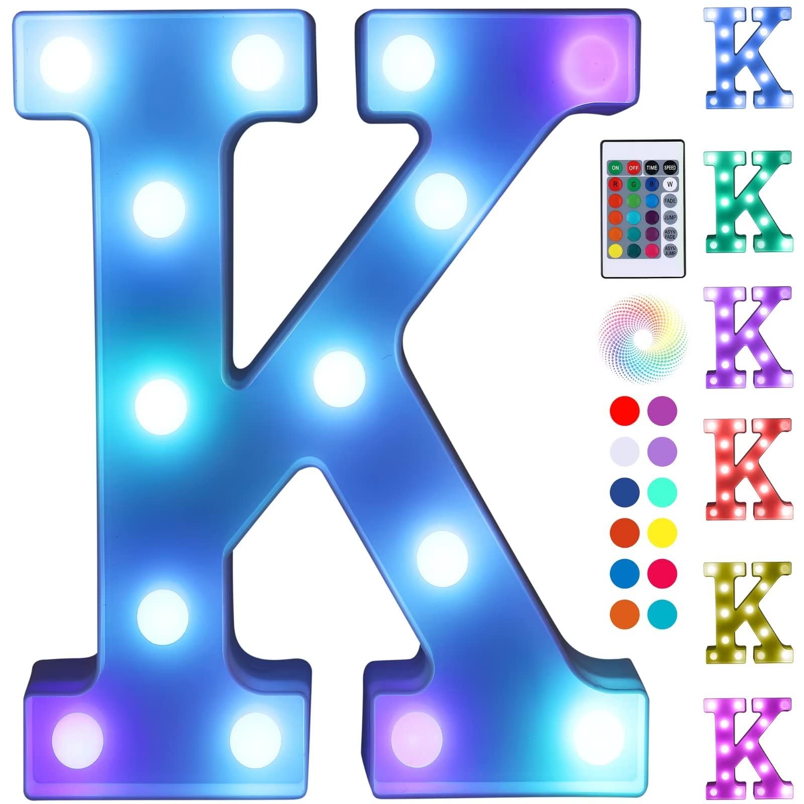 Foaky Colorful LED Letter Lights with Remote,Marquee Light Up Letters Sign for Night Light Wedding/Birthday Party Battery Powere