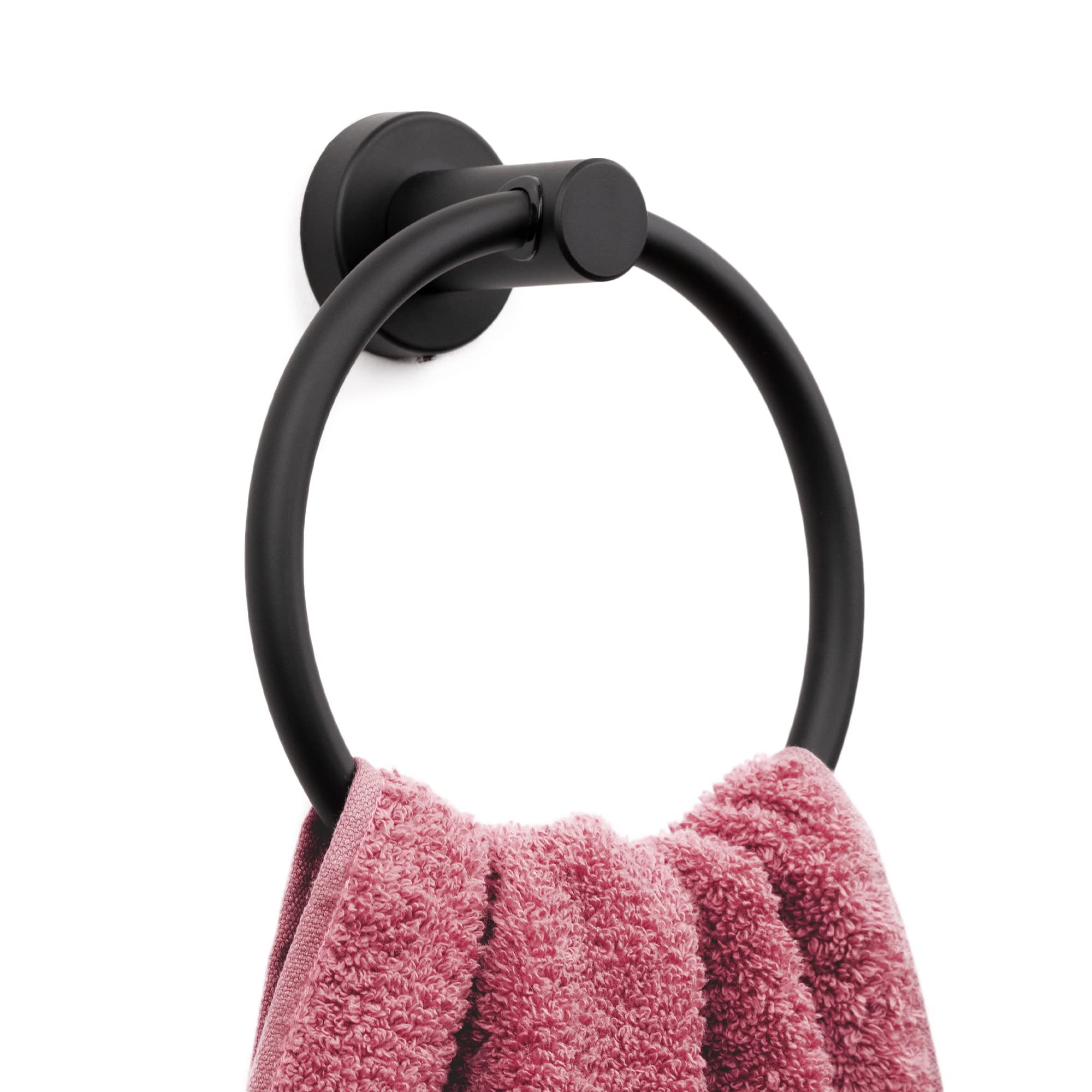 Marmolux Acc Matte Black Towel Ring - Hand Towel Holder for Bathroom Wall Mounted - SUS304 Stainless Steel - Kitchen & Bathroom Towel Rack - Black Towel Hanger