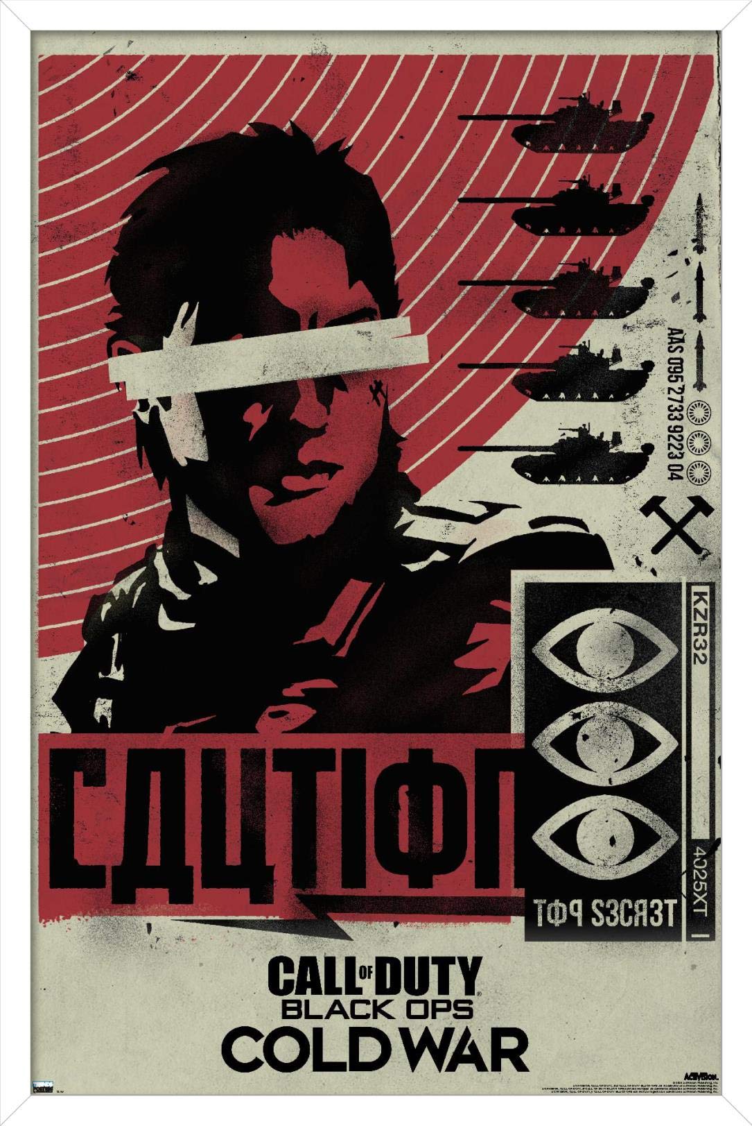Trends International Call Of Duty: Black Ops Cold War - Caution Wall Poster, 22.375'' X 34'', White Framed Version