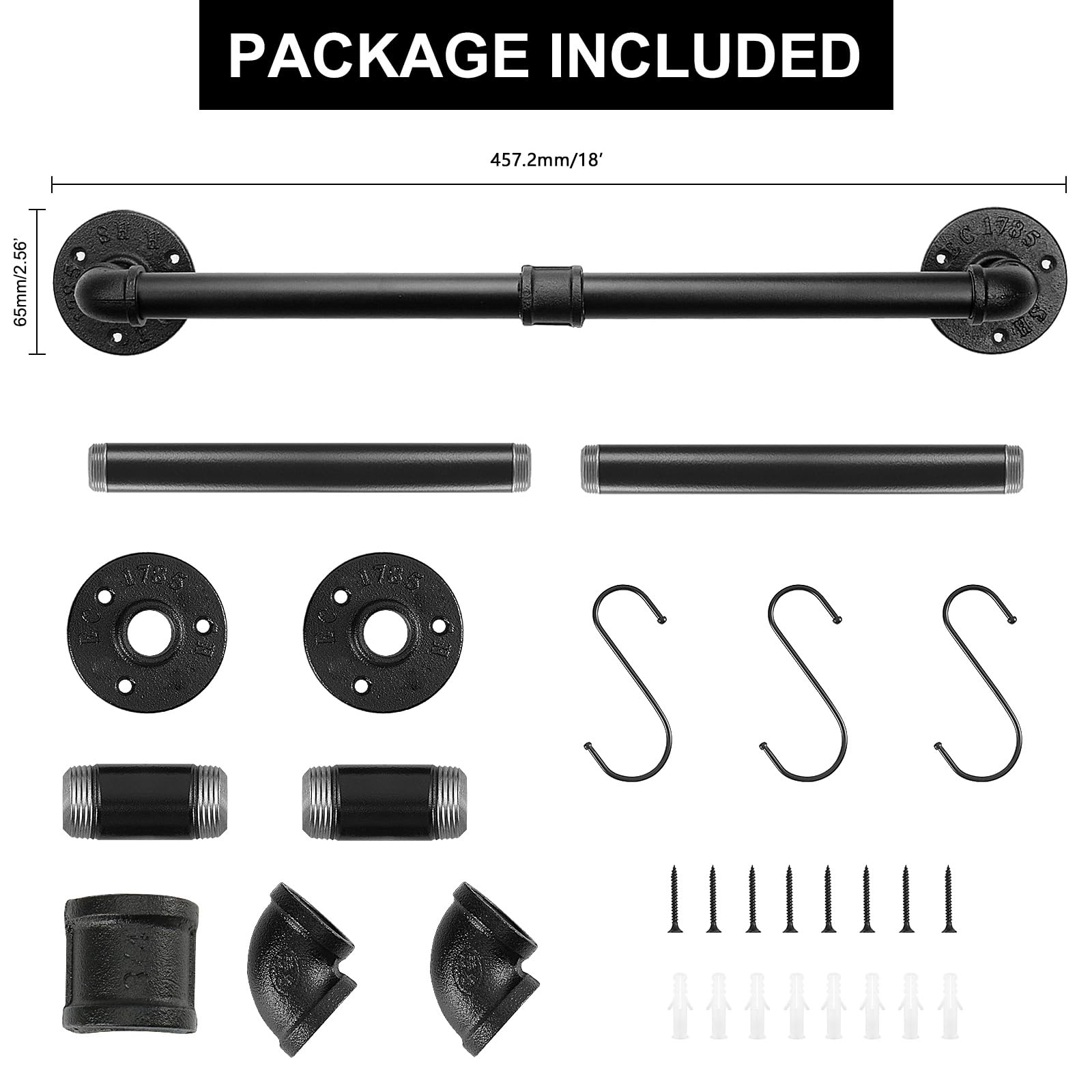 Livabber Industrial Pipe Towel Bar, Rustic Iron Decor Bathroom Hardware Towel Bar Accessory, Heavy Duty Wall Mounted Bath Towel