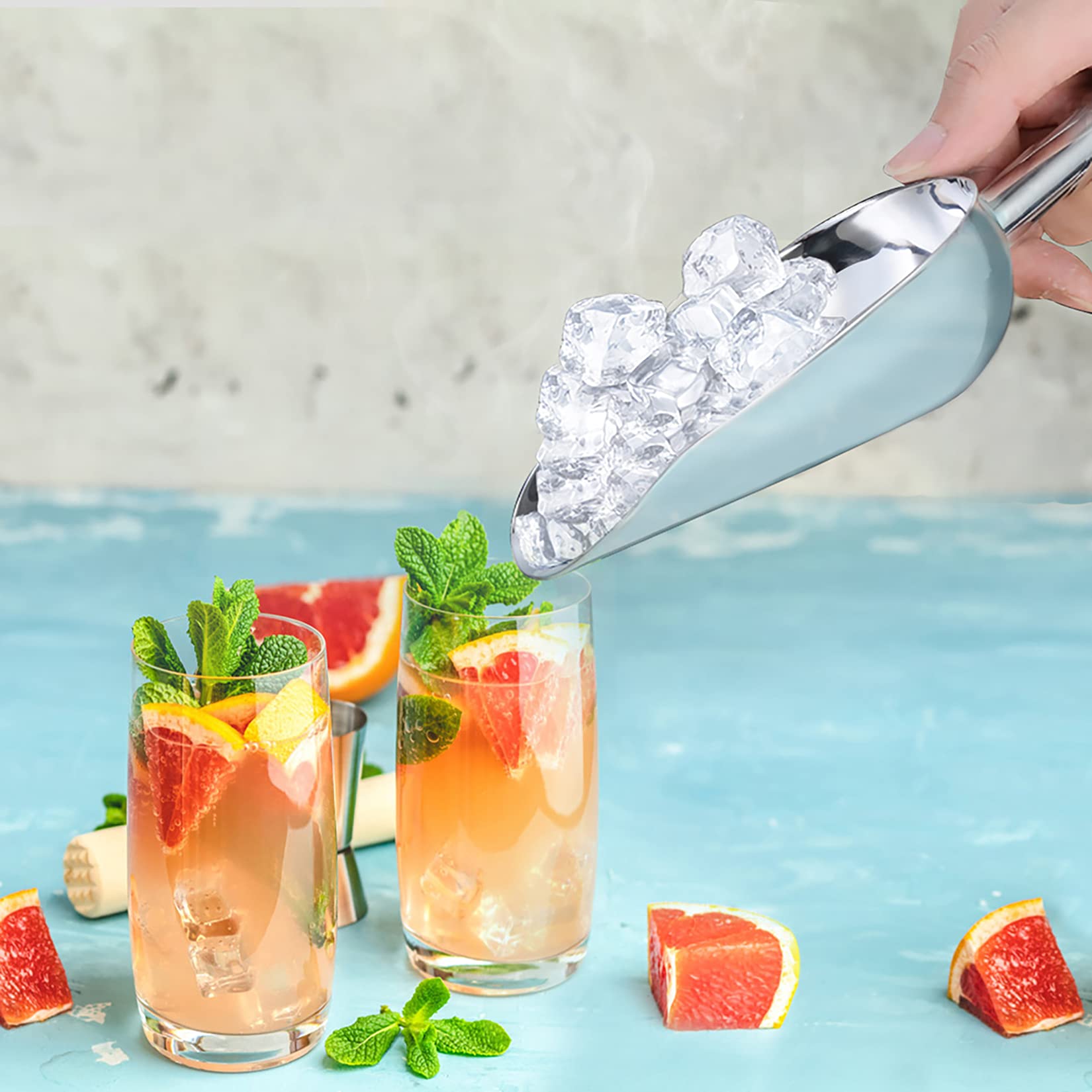 8 Oz Candy Ice Scoops,P&P Chef Stainless Steel Utility Scoop For Flour, Sugar, Pet Food, Perfect For Kitchen Garden Bath, Mirror