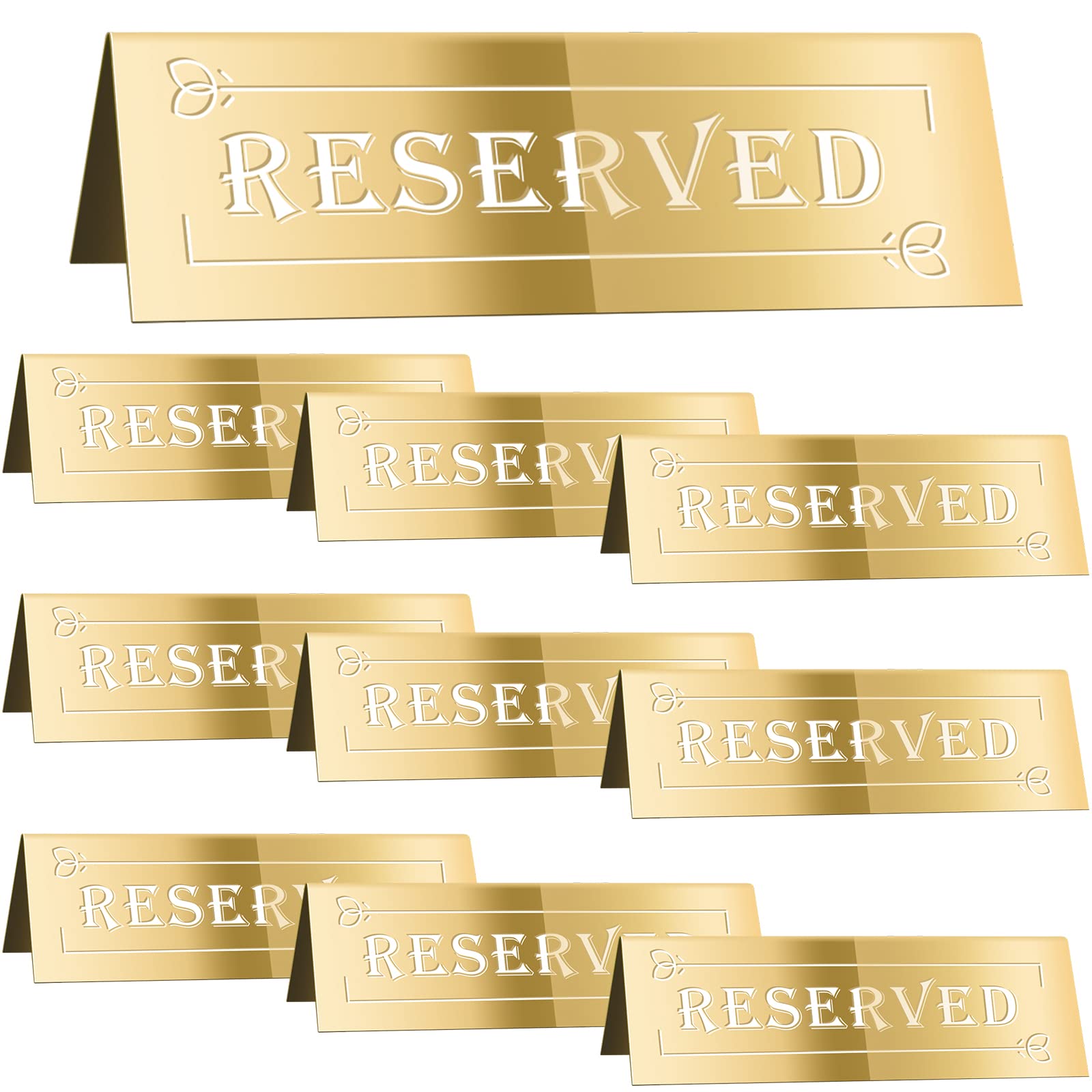 DI QIU REN 10PCS Acrylic Guest Reservation Table Tents, Waterproof Gold Double-Sided Reserved Seat Signs for Wedding, Birthday, 