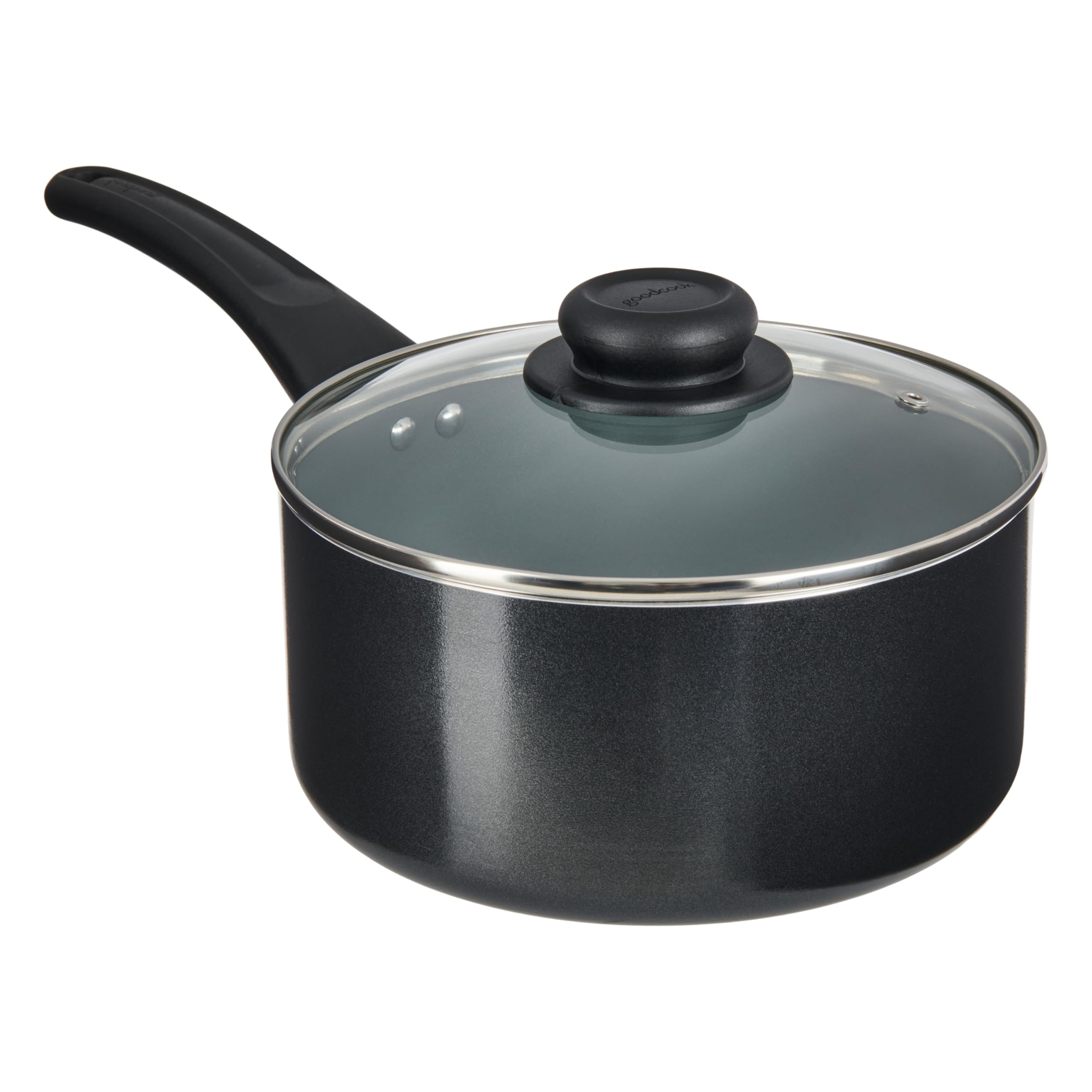 GoodCook Everyday Sauce Pan with Lid Ceramic Nonstick Aluminum Construction for Even Heating Non-Toxic PTFE & PFOA Free, 3-Quart
