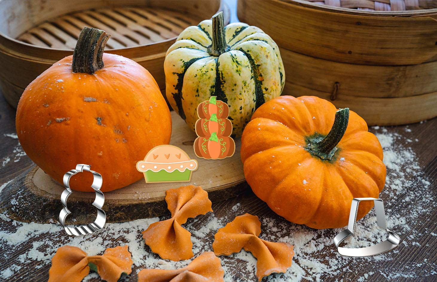Hying 6Pcs Fall Thanksgiving Cookie Cutters Set For Kids Baking, Stainless Steel Harvest Pumpkin Holiday Cookie Cutters For Cook