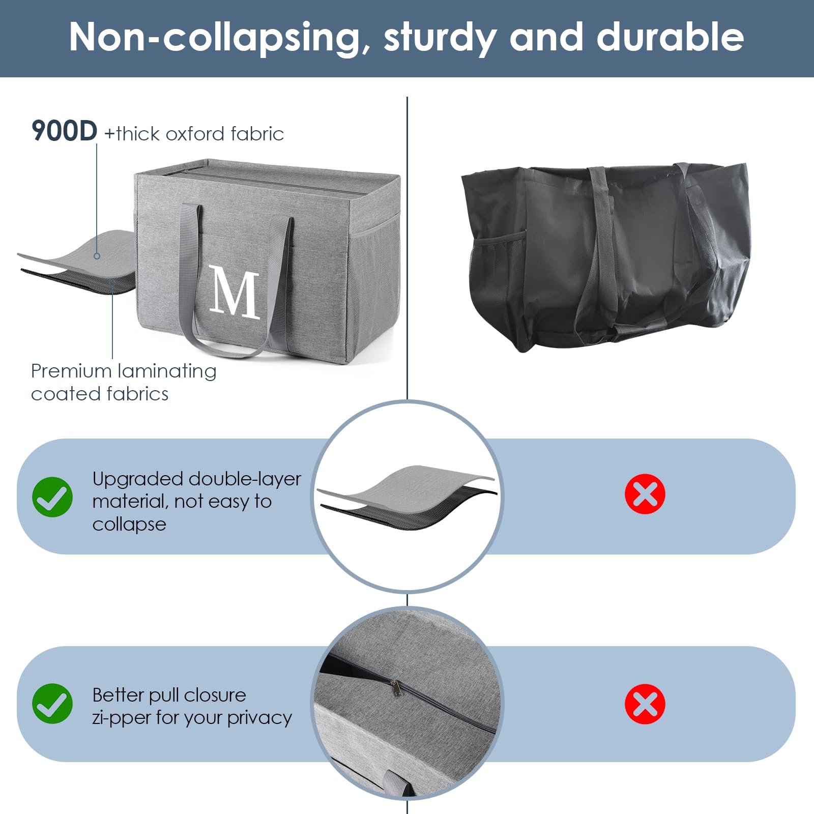 Utility Large Can-Vas Tote Bag, Ini-Tial Reusable Grocery Bags Foldable, Reusable Shopping Bags, Travel Bags For Groceries, Stor