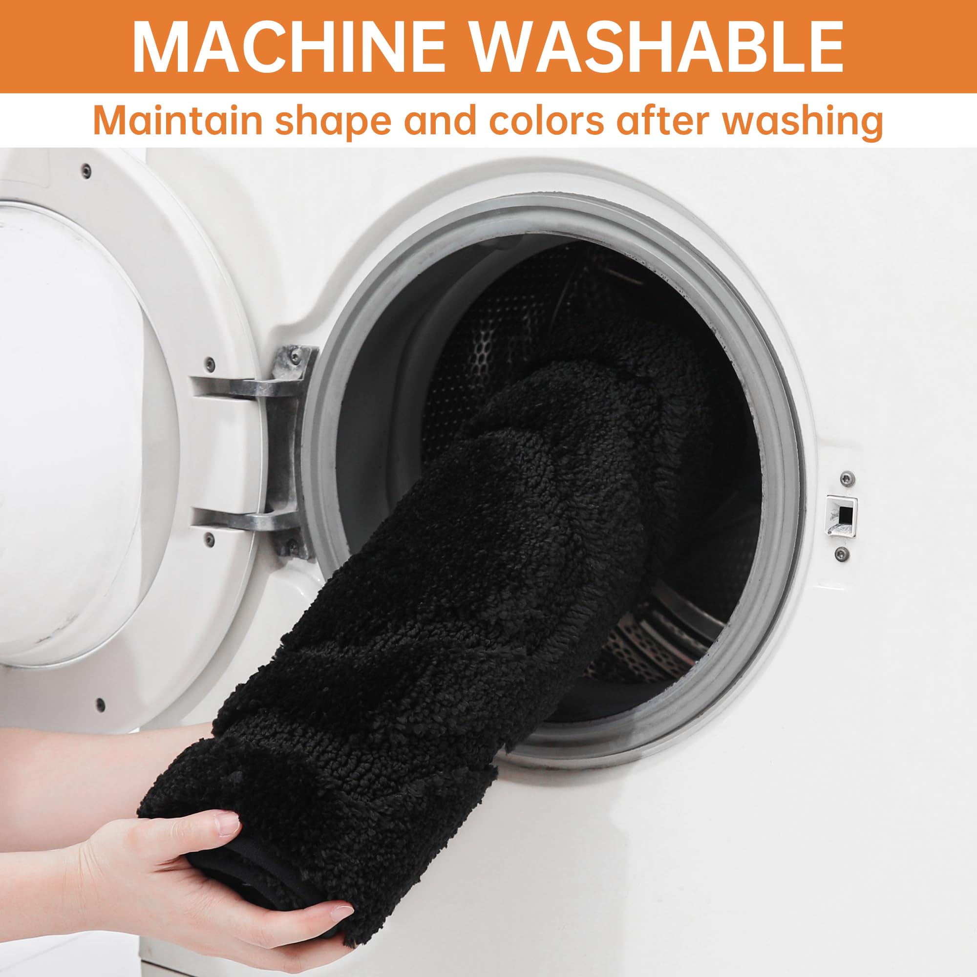 Beqhause Bathroom-Rugs-Non-Slip-Bath-Mats For Bathroom Soft And Absorbent Polyester Microfiber Black Bath Mat Machine Washable S