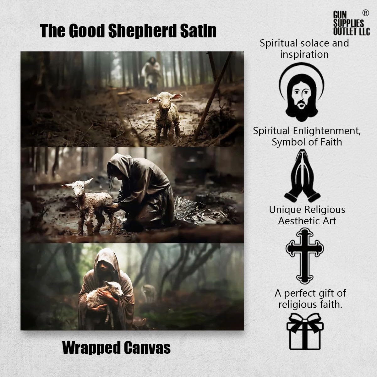 Jesus Paintings Christian Wall Art The Good Shepherd Satin Portrait Poster Print Decorative Religious Wall Decor For For Home Be