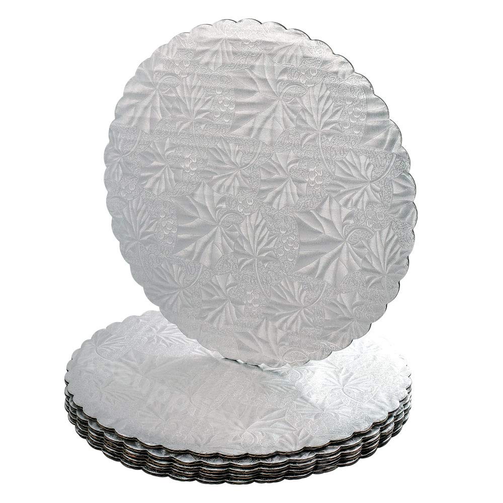 10'' Silver Scalloped Edge Cake Boards, 12 Ct