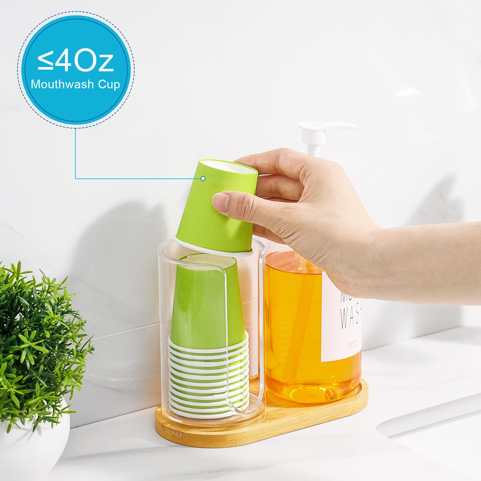 Vitviti Mouthwash Dispenser For Bathroom, Mouth Wash Pump Bottle With Paper Cup Holder, 17Oz Refillable Clear Mouthwash Containe