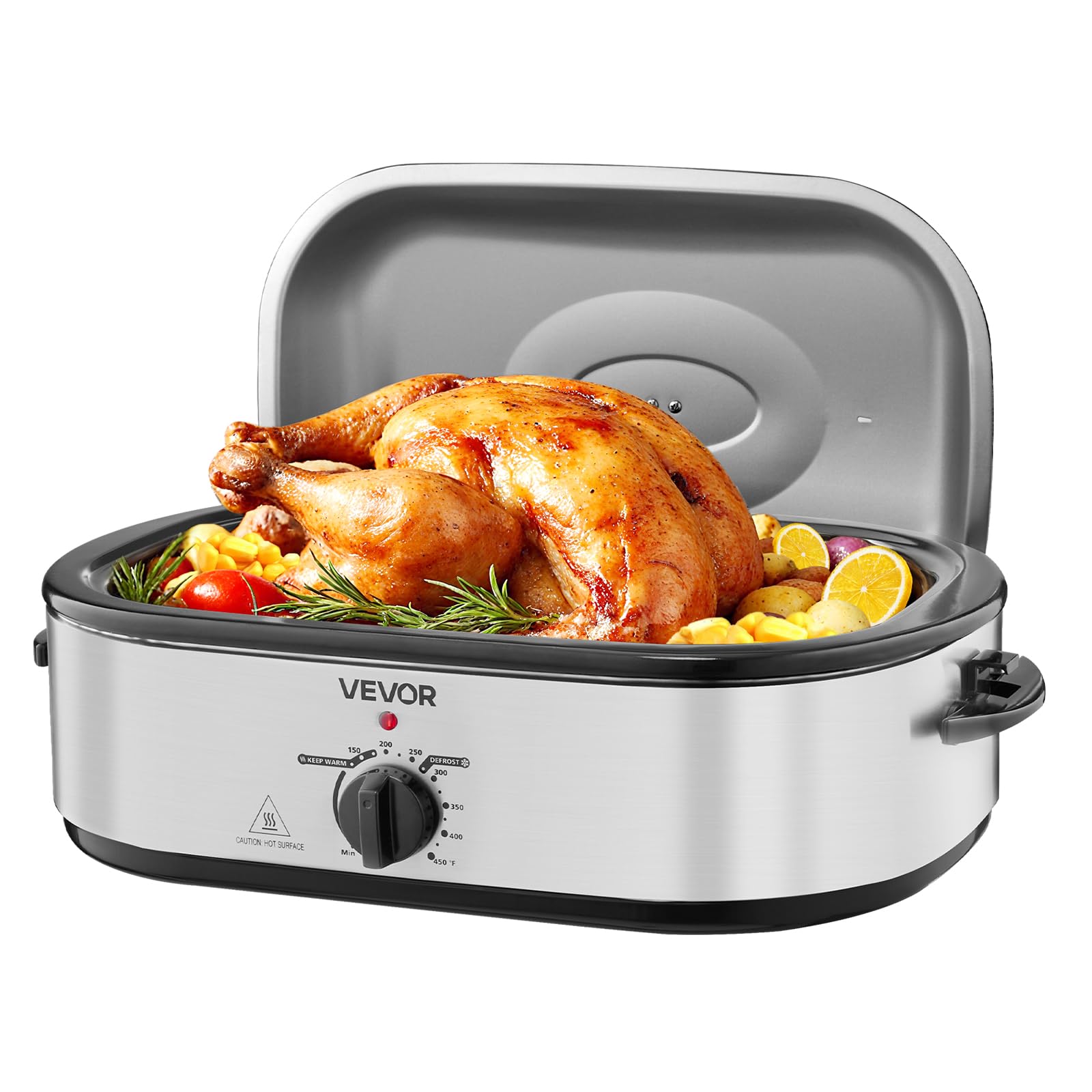 VEVOR Roaster Oven, 18QT Electric Roaster Oven, 150-450? Adjustable Temperature Electric Roasting Pan with Self-Basting Lid, Coo
