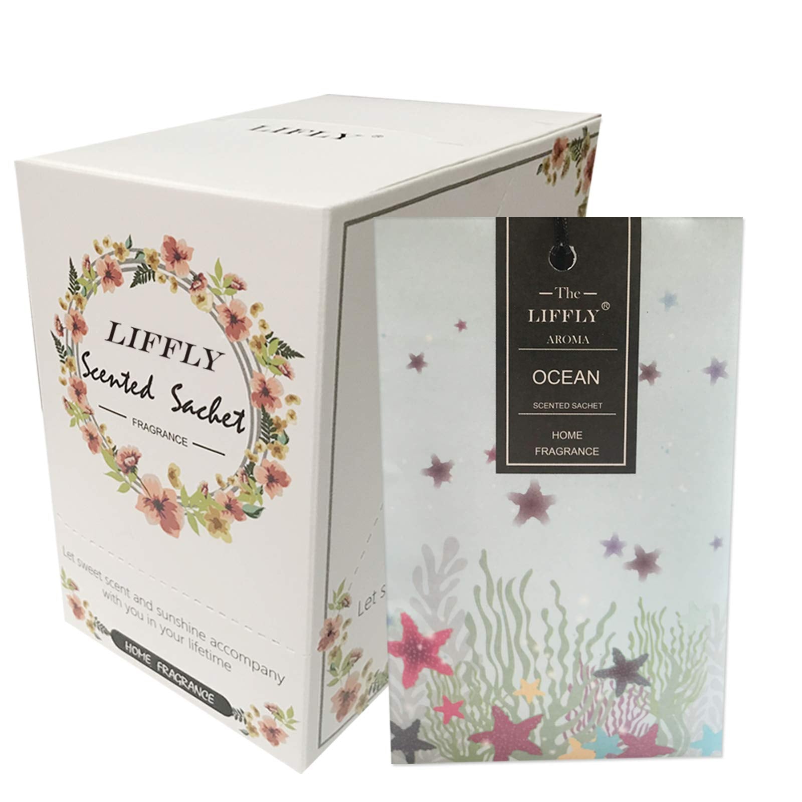 LIFFLY 14 Packs Ocean Scented Sachets for Drawers and Closets
