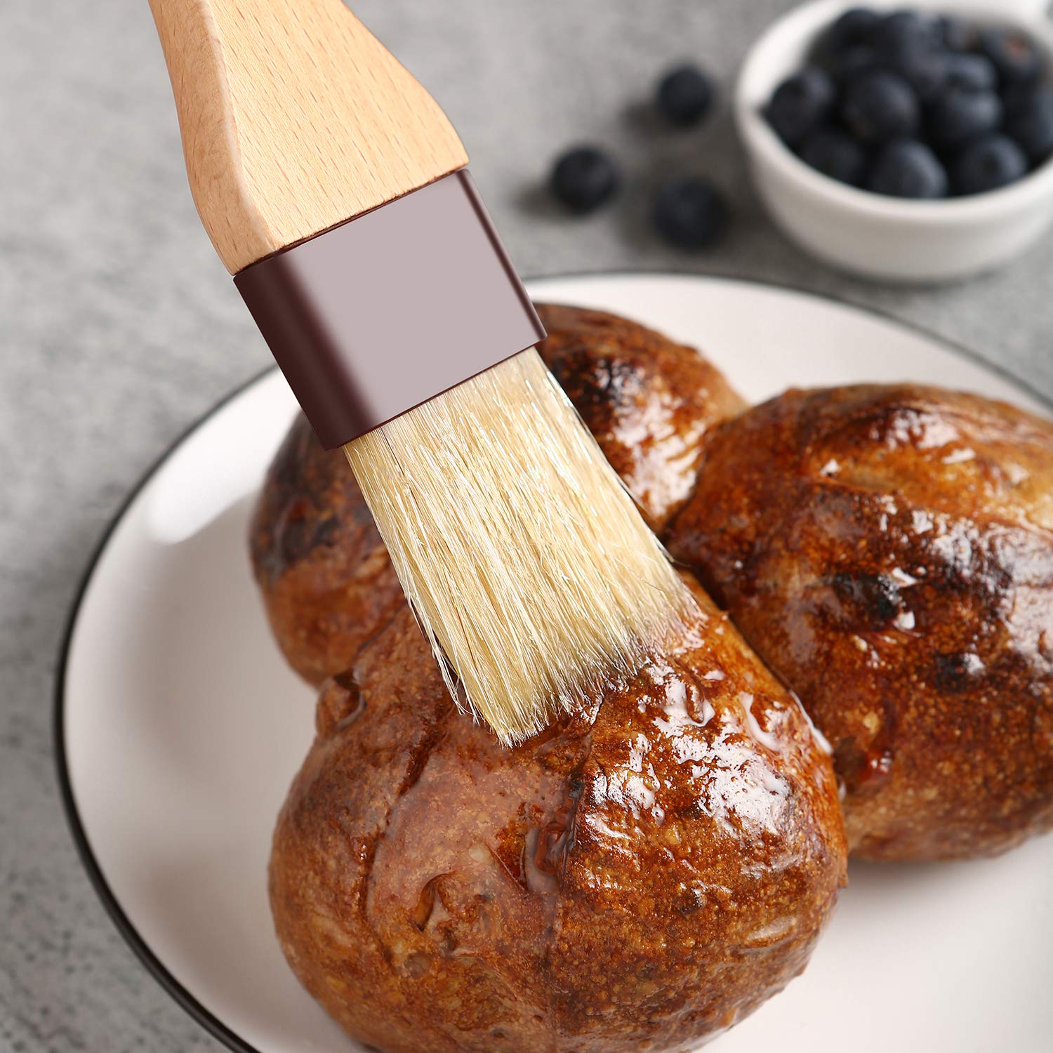 1 Inch & 1.5 Inch Pastry Brush Natural Boar Bristle Basting Brush Kitchen Oil Brush With Beech Wooden Handle And Hanging Rope St