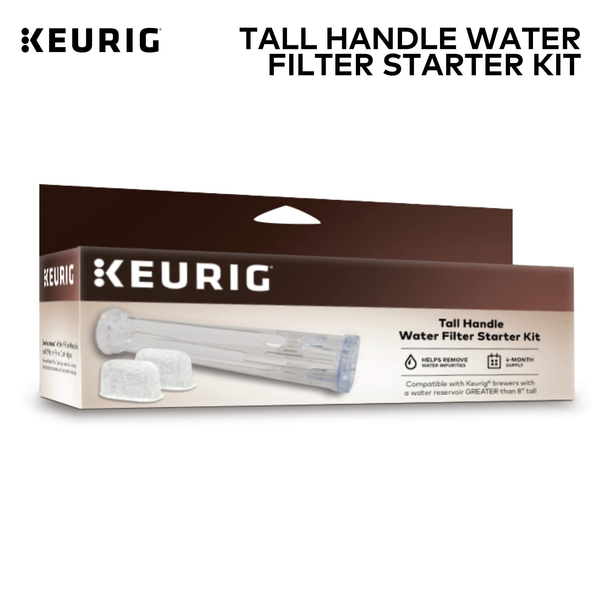 Keurig Tall Handle Water Filter Starter Kit, Comes With Handle And 2 Replacement Water Filters, Compatible With Select Keurig Co