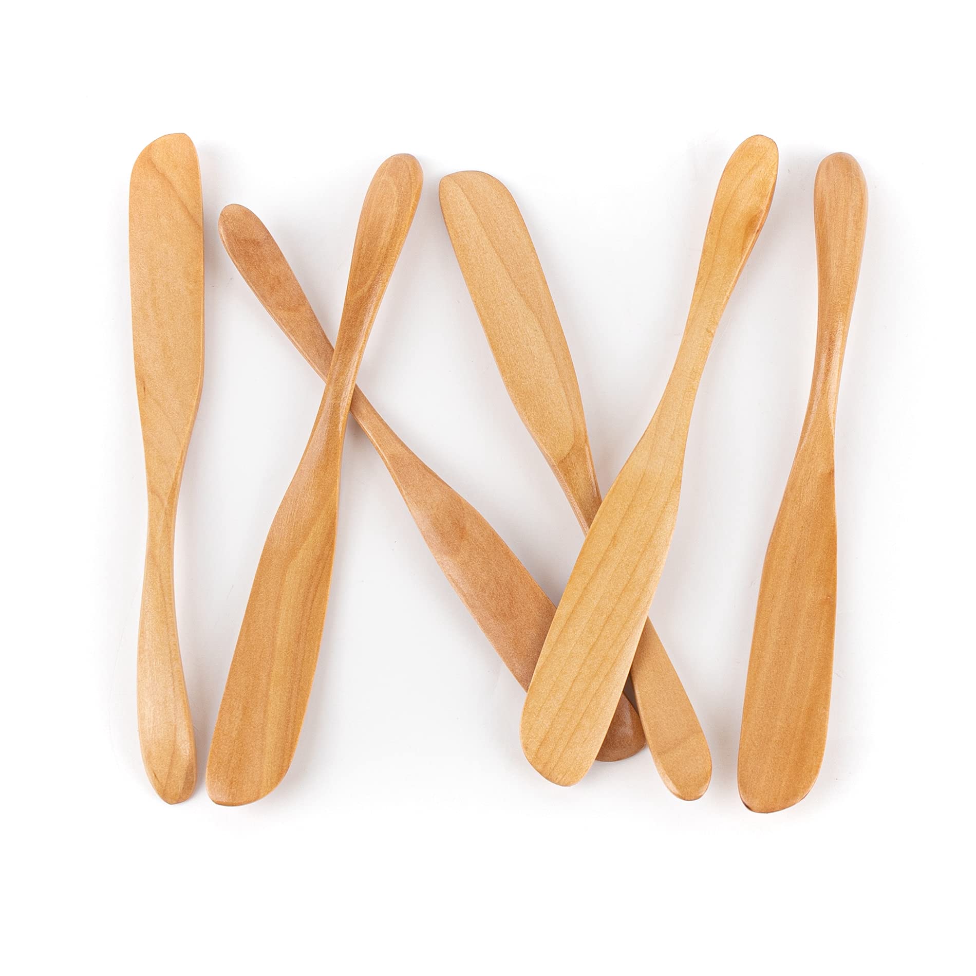 Framendino, 6 Pack Wooden Butter Spreaders Wood Cheese Peanut Jelly Jam Sandwich Cream Spreader Breakfast Dessert Condiment Spat