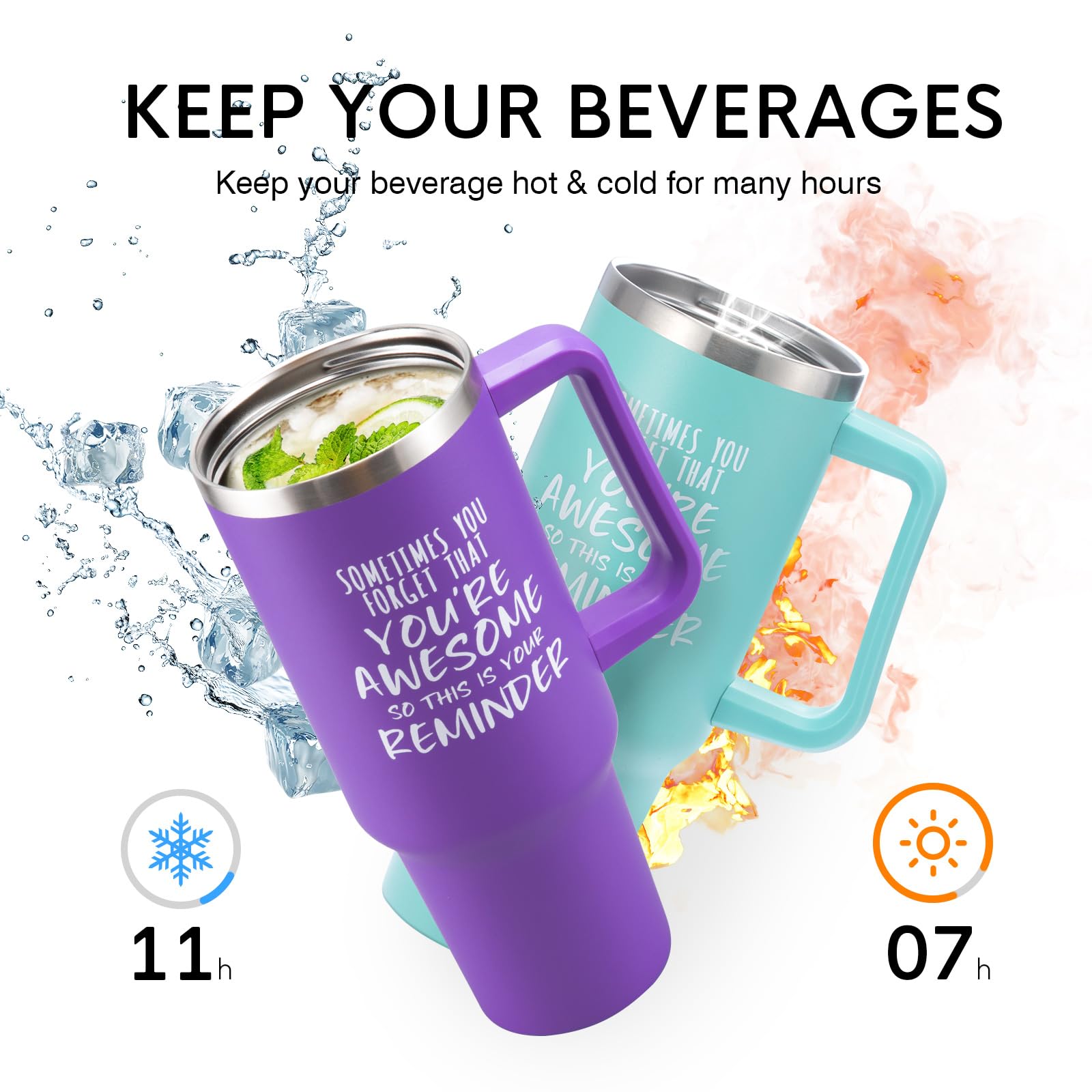 NOWWISH Gifts for Women, Sometimes You Forget You re Awesome 40 oz Tumbler with Handle and Straw, Birthday Gifts for Her Mom Wi