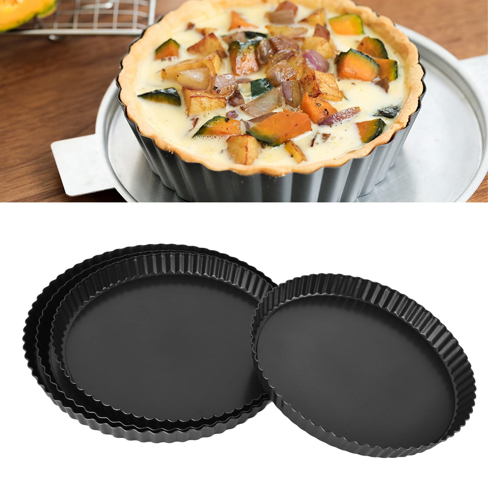 Youthink Tart Pan, 12 Inch Quiche Pan Thickening Nonstick Deep Baking Dish Pie Plate With Removable Bottom For Oven Baking(13-In