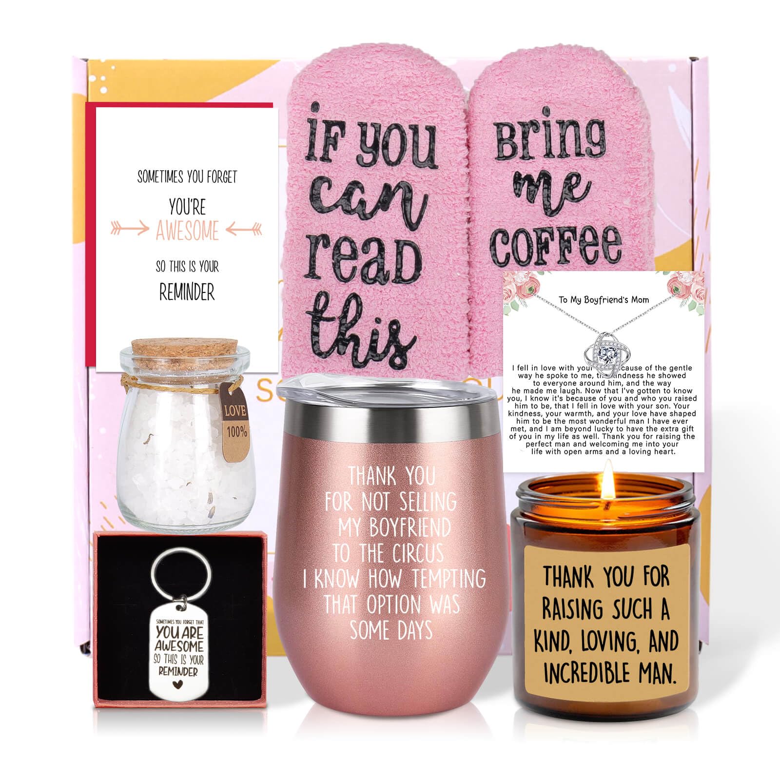 Ithmahco Boyfriends Mom Mothers Day Gift, Mothers Day Gifts For Boyfriends Moms, 8pcs Gift Basket For Boyfriend Mom From Girlfri