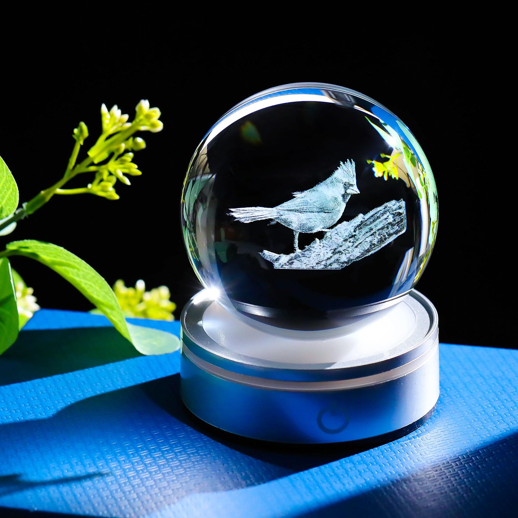 Movdyka 3D Crystal Ball Red Cardinal Gifts for Women Men, Cardinal Memorial Gifts for Loss of Loved One, Laser Engraved Red Bird