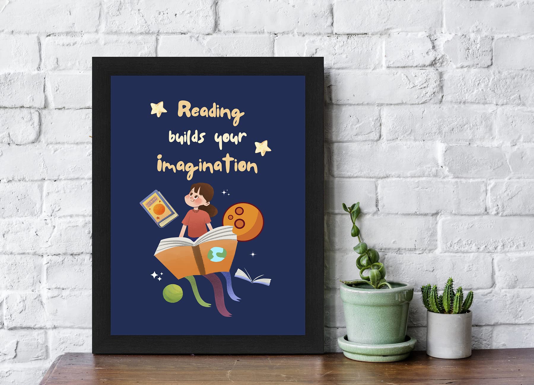 Interio Crafts Framed Poster For Readers, Quote Poster For Library And Study Room Wall Decor, Synthetic Wood, Black Frame, 13 X