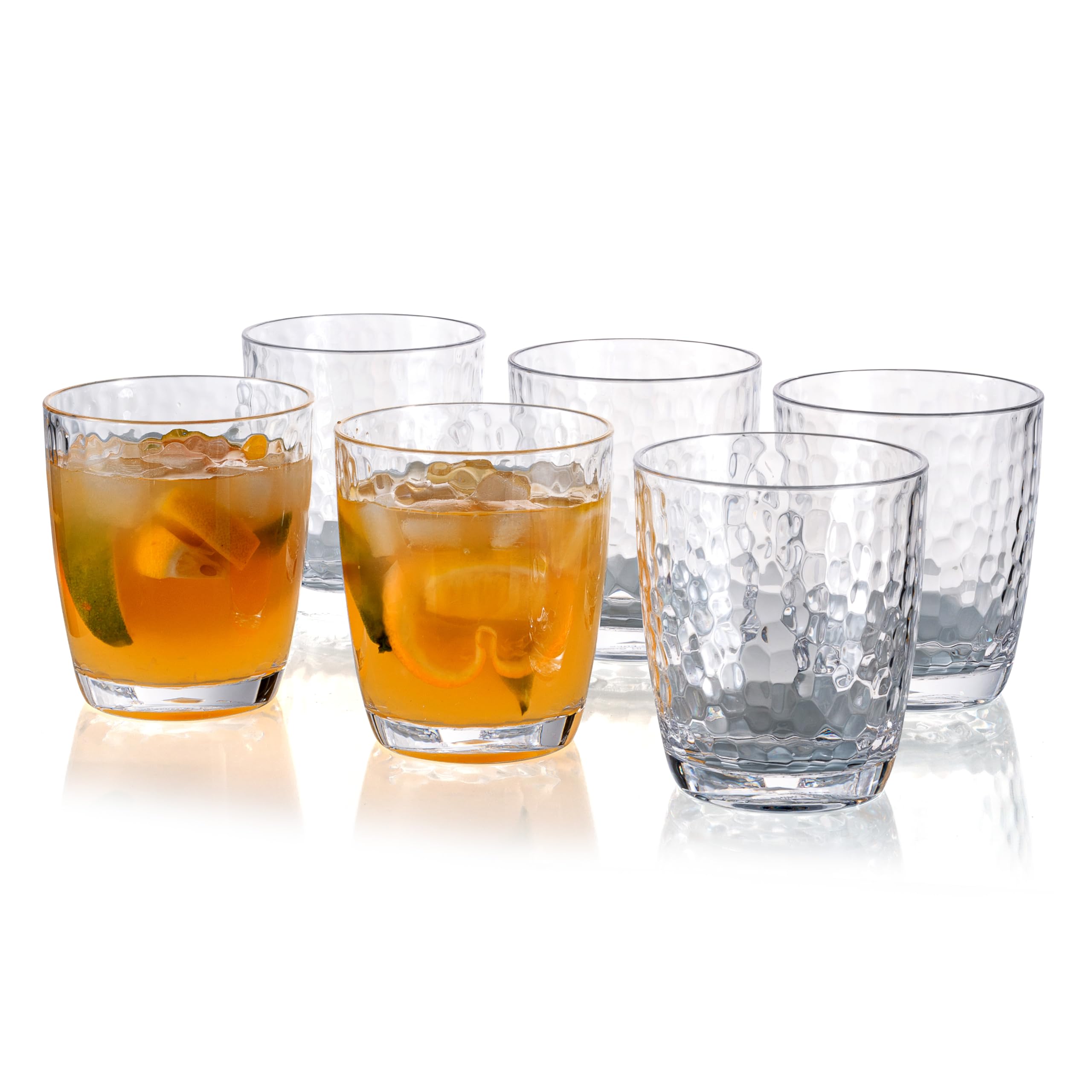 Koxin-Karlu Hammered 15-Ounce Plastic Tumbler Acrylic Glasses, Set Of 6 Clear