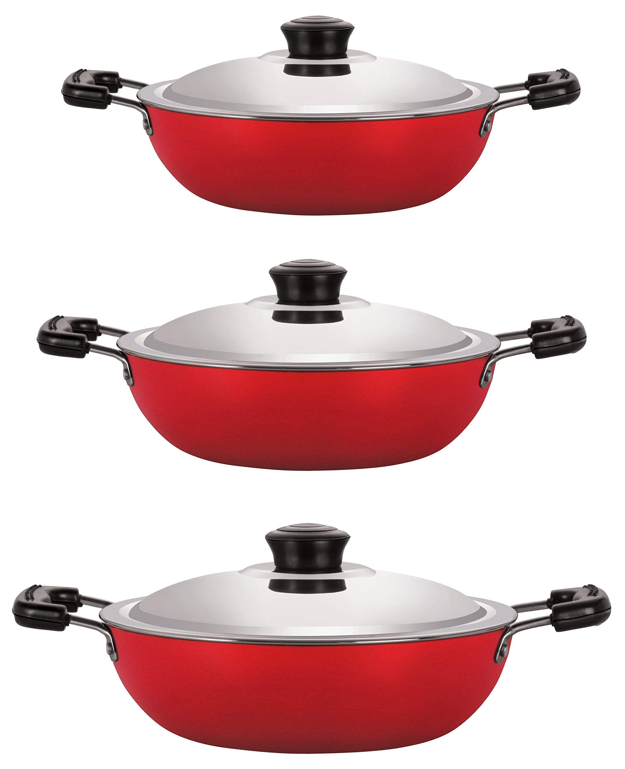 Nirlon NonStick Aluminium Gas Compatible Cookware Utencils Combo Item Set, 3 Piece Set