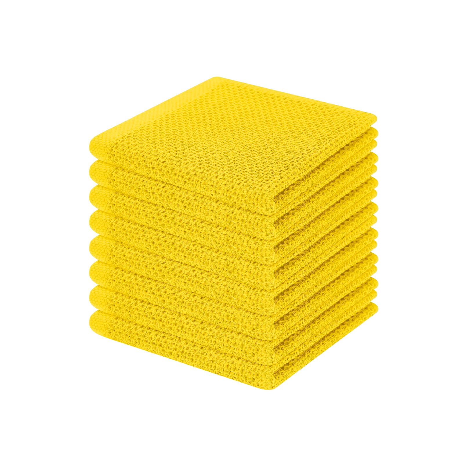 Homaxy 100% Cotton Waffle Weave Kitchen Dish Cloths, Ultra Soft Absorbent Quick Drying Dish Towels, 12 x 12 Inches, 8-Pack, Yell