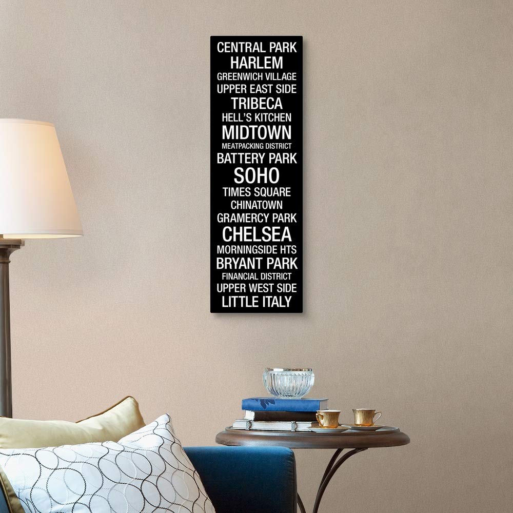 Canvas On Demand Bus Roll: New York City Neighborhoods Canvas Wall Art Print By Kate Lillyson, Home Decor, Black And White Artwo
