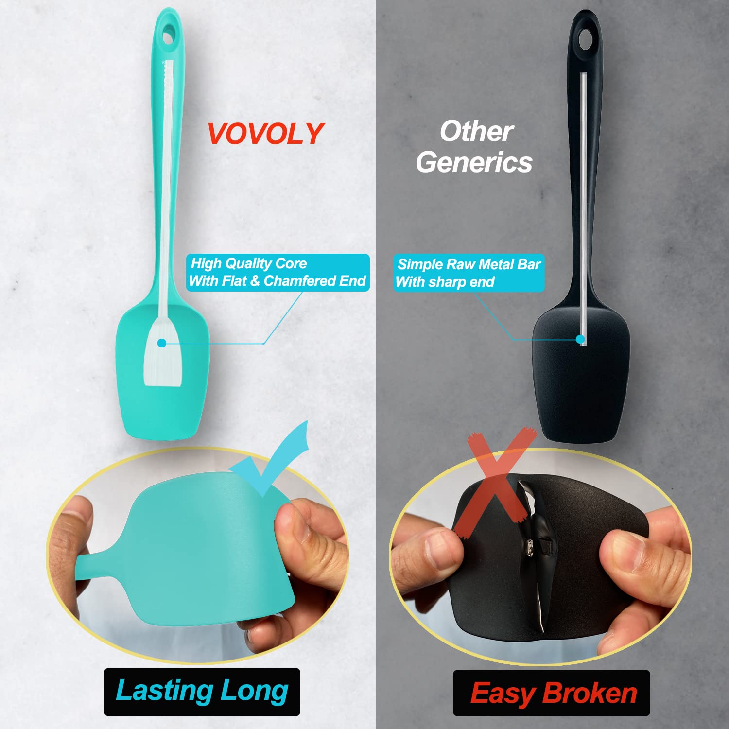 Silicone Spatula Set, High Heat Resistan Rubber Spoon Spatula, Non-Stick Spoonula With Seamless One Piece Design, Flexible Scrap